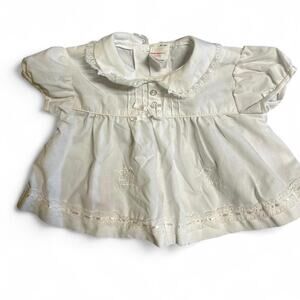Vintage newborn Sears white baby girl dress embroidered farm animal